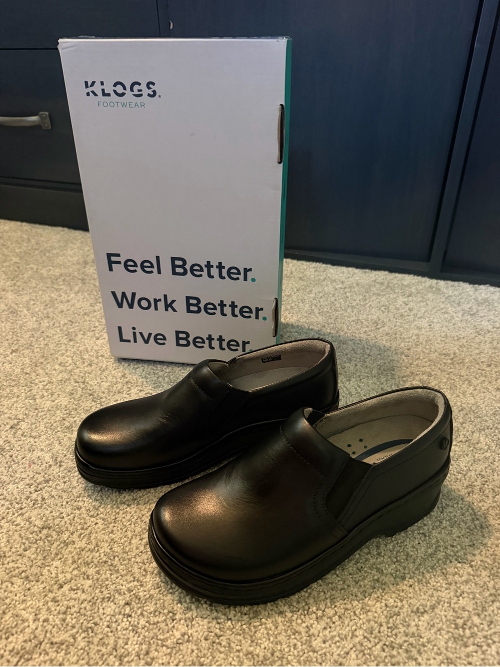 Klogs Women’s Black Leather Slip-On Work Clogs